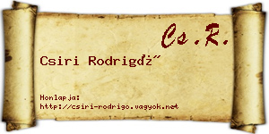 Csiri Rodrigó névjegykártya